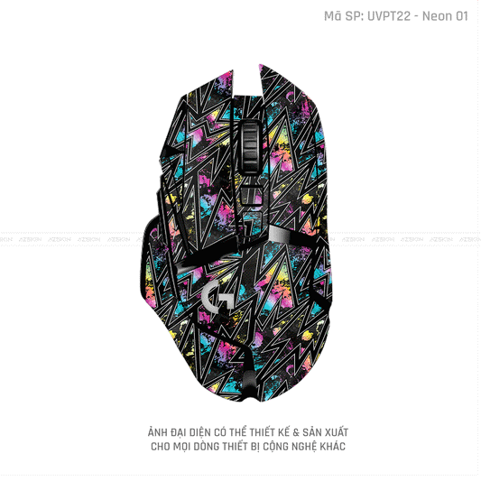 Skin Dán Chuột Logitech Vân Nổi Hình Neon-01 | UVPT22