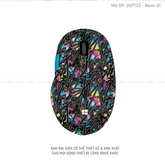 Skin Dán Chuột Microsoft Vân Nổi Neon-01 | UVPT22