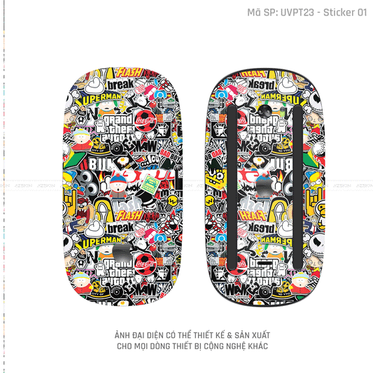 Skin Dán Chuột Apple Magic Mouse Vân Nổi Hình Sticker-01 | UVPT23
