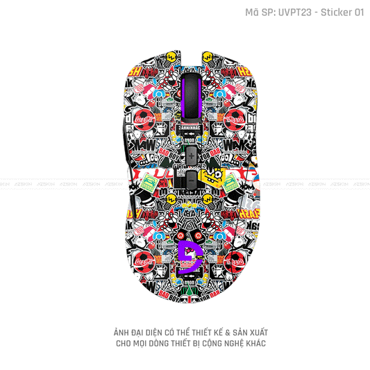 Skin Dán Chuột Fuhlen Vân Nổi Hình Sticker-01 | UVPT23