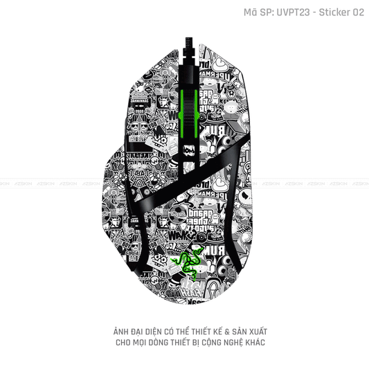 Skin Dán Chuột Razer Vân Nổi Hình Sticker-02 | UVPT22