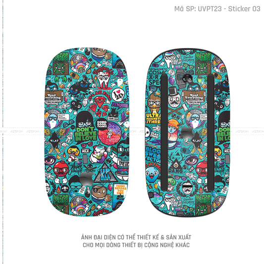 Skin Dán Chuột Apple Magic Mouse Vân Nổi Hình Sticker-03 | UVPT23