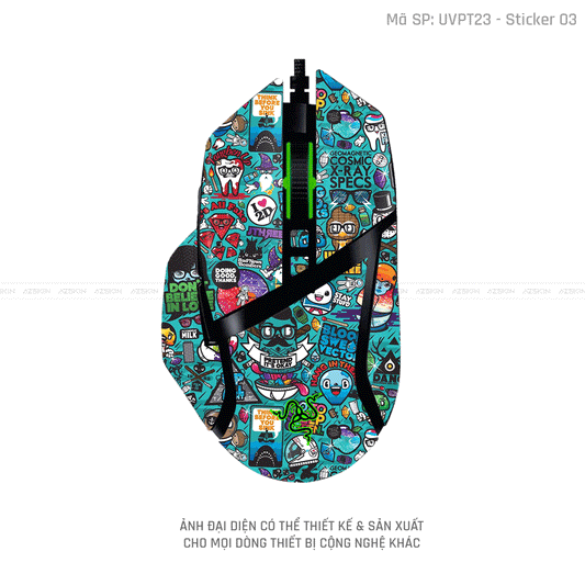 Skin Dán Chuột Razer Vân Nổi Hình Sticker-03 | UVPT22