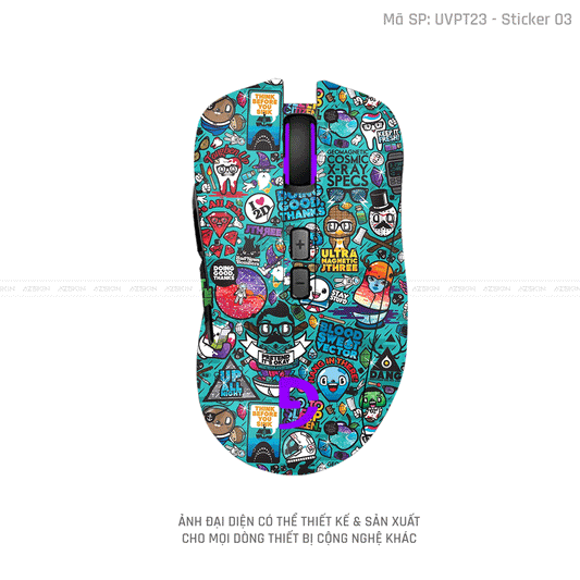 Skin Dán Chuột Fuhlen Vân Nổi Hình Sticker-03 | UVPT23
