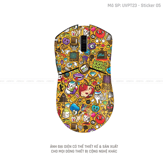 Skin Dán Chuột Dareu Vân Nổi Hình Sticker-05 | UVPT23