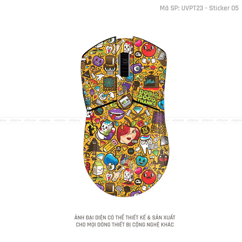 Skin Dán Chuột Dareu Vân Nổi Hình Sticker-05 | UVPT23