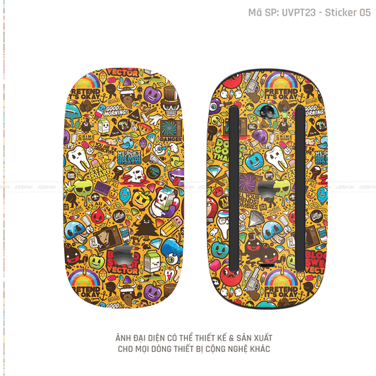 Skin Dán Chuột Apple Magic Mouse Vân Nổi Hình Sticker-05 | UVPT23