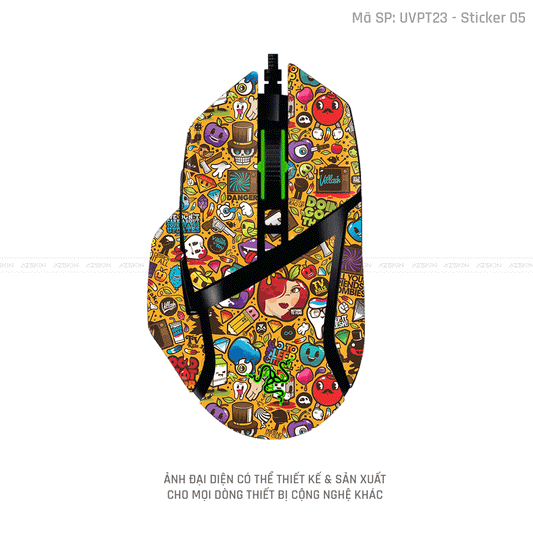 Skin Dán Chuột Razer Vân Nổi Hình Sticker-05 | UVPT22