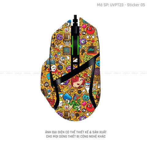 Skin Dán Chuột Razer Vân Nổi Hình Sticker-05 | UVPT22