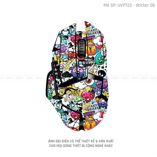 Skin Dán Chuột Logitech Vân Nổi Hình Sticker-06 | UVPT23