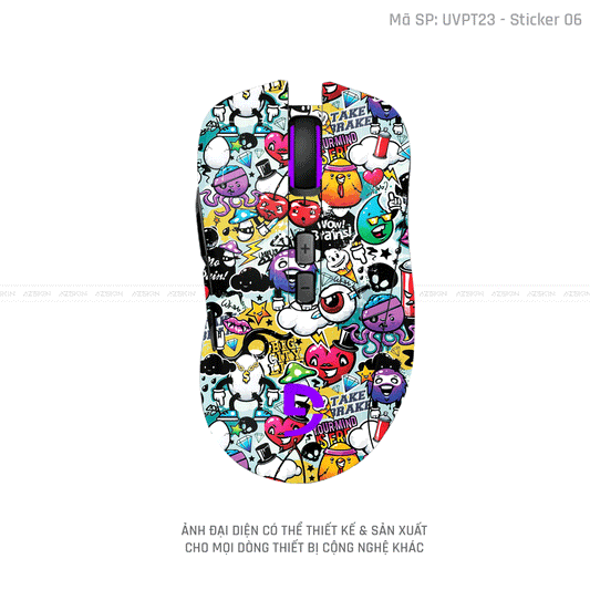 Skin Dán Chuột Fuhlen Vân Nổi Hình Sticker-06 | UVPT23