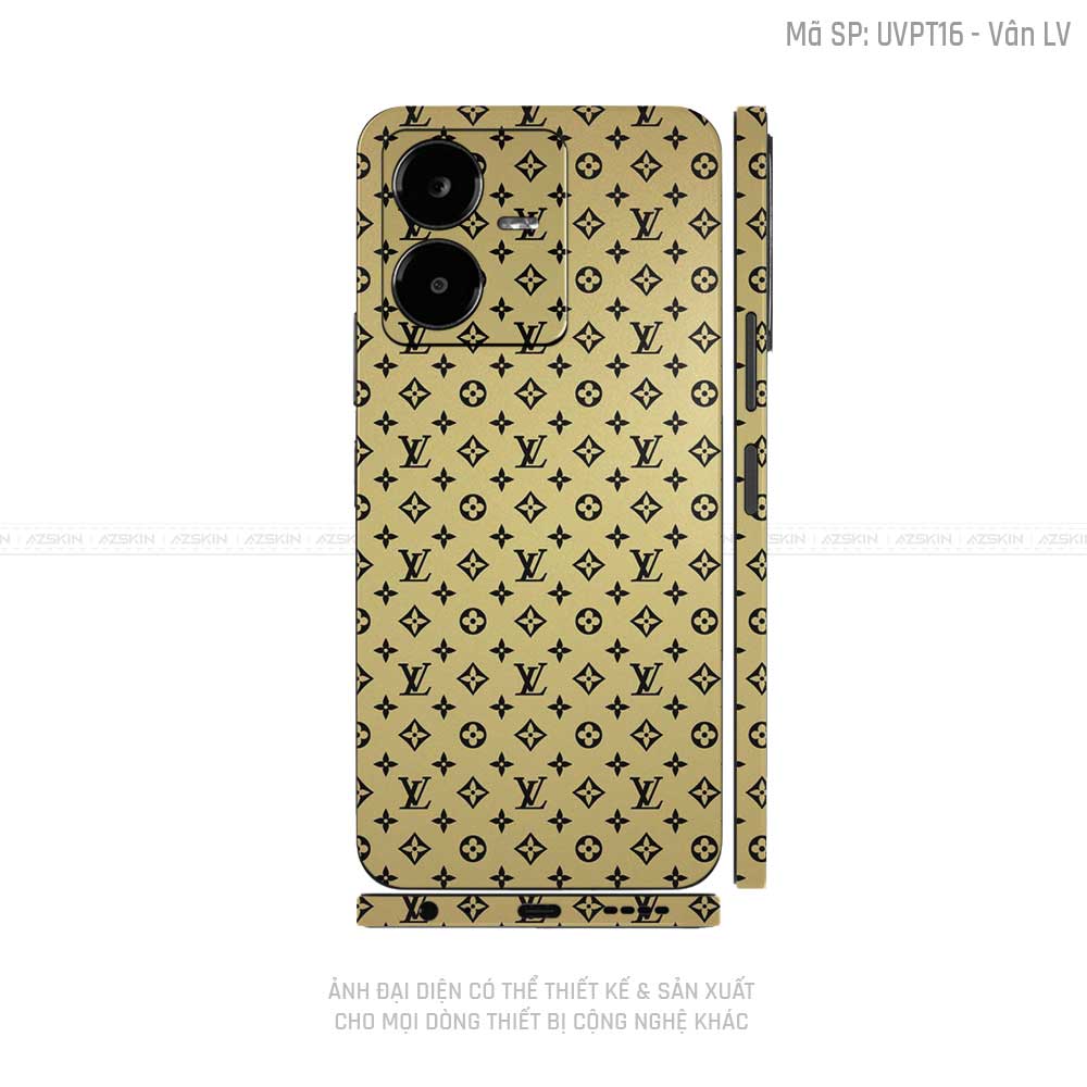 Dán Skin Vivo Y Series Vân Pattern LV Vàng Gold | UVPT16