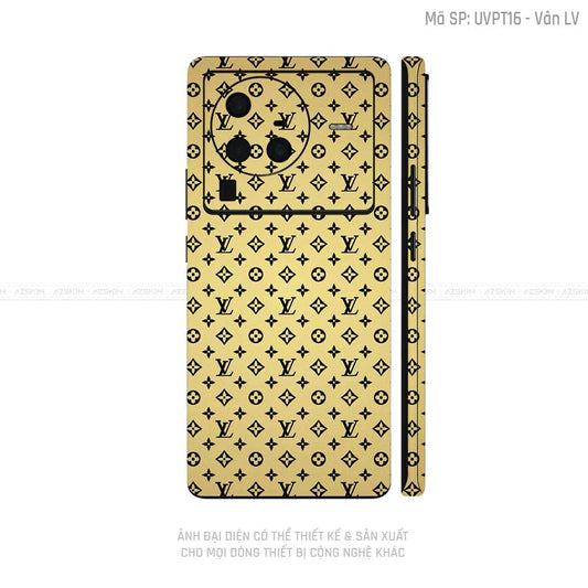 Dán Skin Vivo X Series Vân Pattern LV Vàng Gold | UVPT16