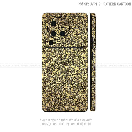 Dán Skin Vivo X Series Vân Pattern Cartoon Vàng | UVPT12