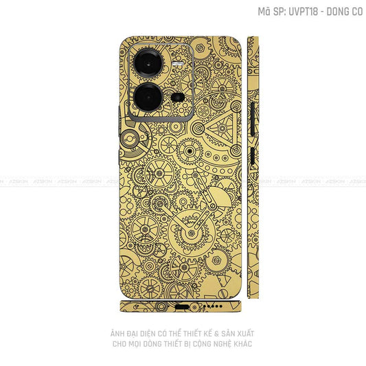 Dán Skin Vivo V Series Vân Động Cơ Gold | UVPT18