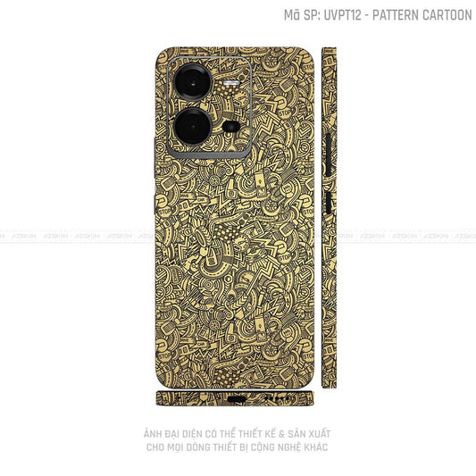Dán Skin Vivo V Series Vân Pattern Cartoon Gold | UVPT12