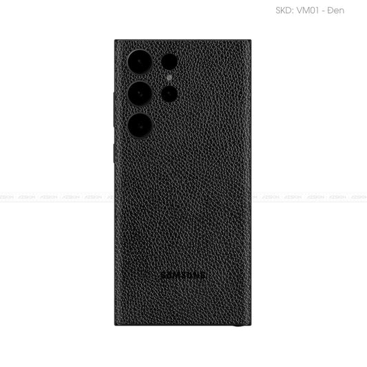 Miếng Dán Da Samsung S22 Series Vân Mil Đen | VM01