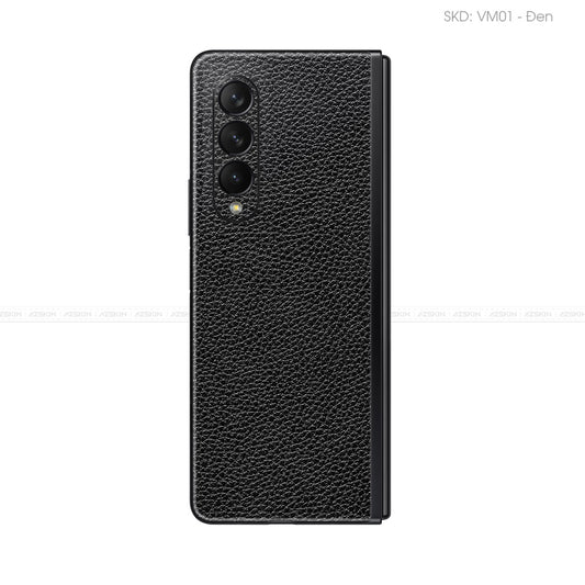 Miếng Dán Da Samsung Z Fold 3 Vân Mil Đen | VM01