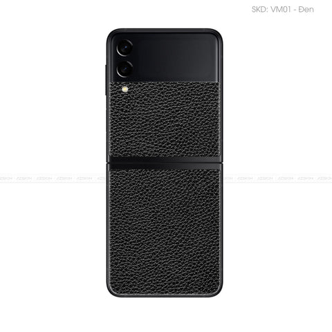 Miếng Dán Da Samsung Z Flip 5 Vân Mil Đen | VM01