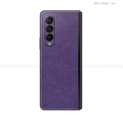 Miếng Dán Da Samsung Z Fold 3 Vân Mil Tím | VM02