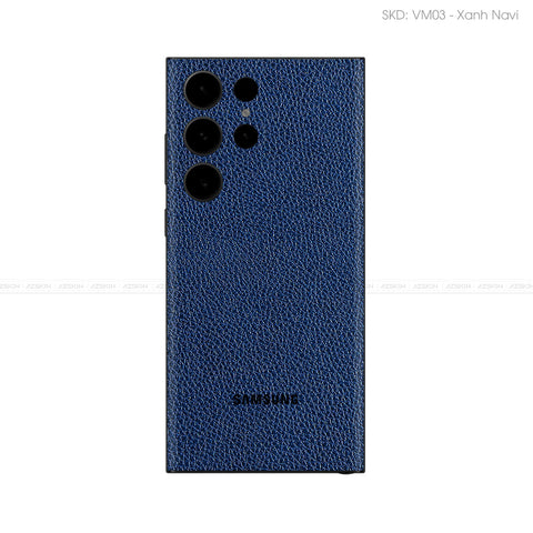 Miếng Dán Da Samsung Galaxy S24 Series Vân Mil Xanh Navi | VM03