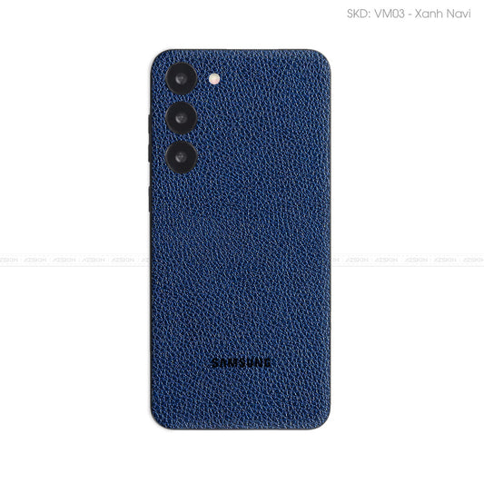 Miếng Dán Da Samsung S23 Series Vân Mil Xanh Navi | VM03