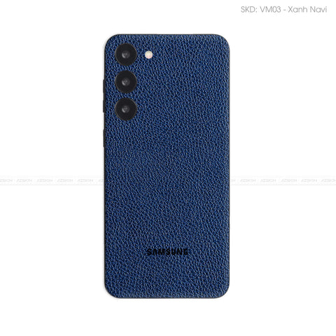 Miếng Dán Da Samsung Galaxy S24 Series Vân Mil Xanh Navi | VM03