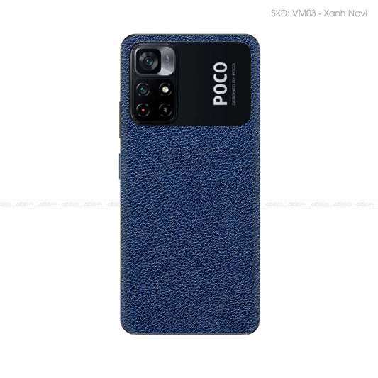Miếng Dán Da POCO Series Vân Mil Xanh Navi | VM03