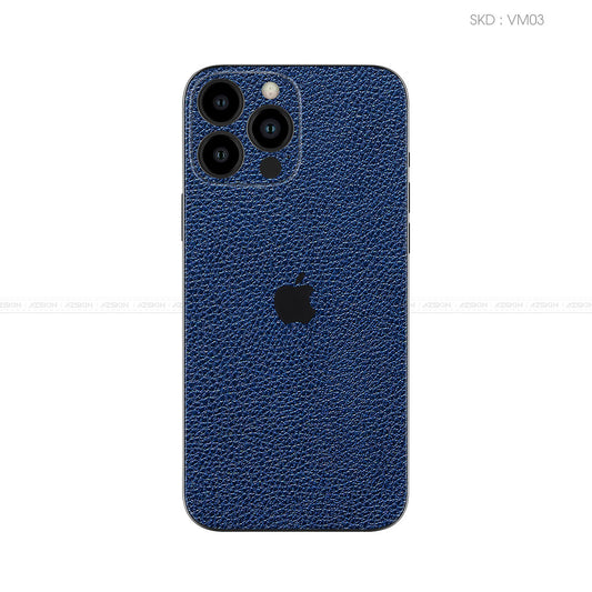 Miếng Dán Da IPhone 14 Series Vân Mil Xanh Navi | VM03