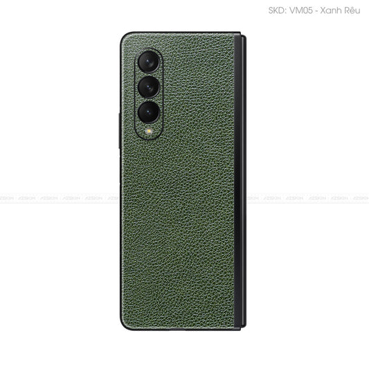 Miếng Dán Da Samsung Z Fold 3 Vân Mil Xanh Rêu | VM05