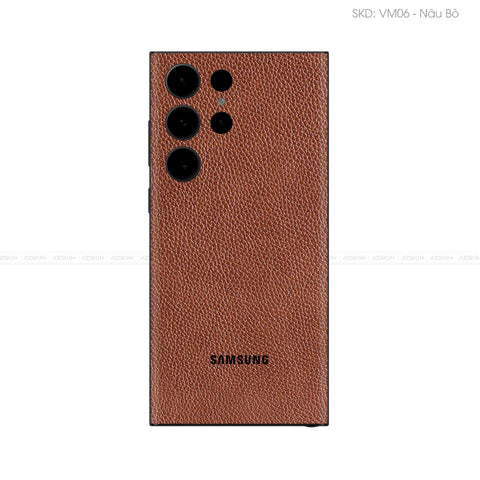 Miếng Dán Da Samsung Galaxy S24 Series Vân Mil Nâu | VM06