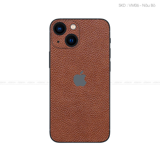 Miếng Dán Da IPhone 14 Series Vân Mil Nâu | VM06