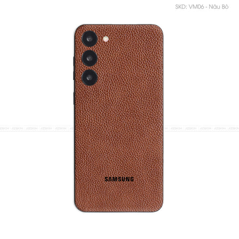 Miếng Dán Da Samsung Galaxy S24 Series Vân Mil Nâu | VM06
