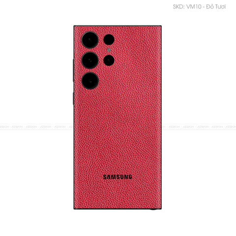 Miếng Dán Da Samsung Galaxy S24 Series Vân Mil Đỏ | VM10