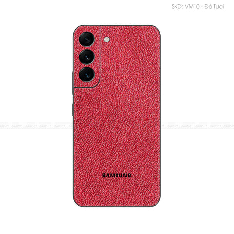 Miếng Dán Da Samsung S22 Series Vân Mil Đỏ | VM10