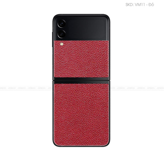 Miếng Dán Da Samsung Z Flip 3 Vân Mil Đỏ | VM11