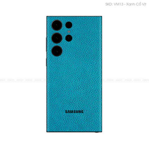 Miếng Dán Da Samsung Galaxy S24 Series Vân Mil Xanh Cổ Vịt | VM13