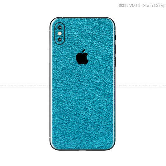 Miếng Dán Da IPhone X Series Vân Mil Xanh Cổ Vịt | VM13