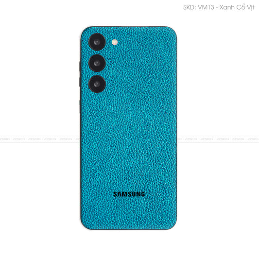 Miếng Dán Da Samsung S23 Series Vân Mil Xanh Cổ Vịt | VM13