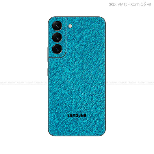 Miếng Dán Da Samsung S22 Series Vân Mil Xanh Cổ Vịt | VM13