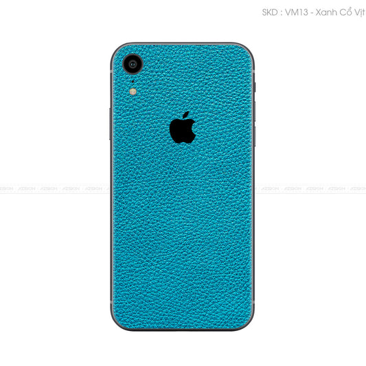 Miếng Dán Da IPhone X Series Vân Mil Xanh Cổ Vịt | VM13
