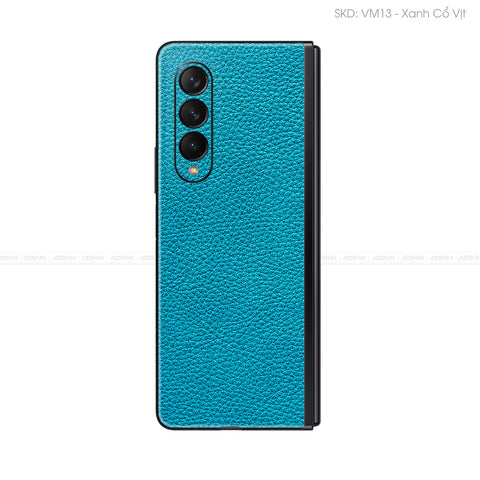 Miếng Dán Da Samsung Z Fold 3 Vân Mil Xanh Cổ Vịt | VM13