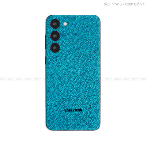 Miếng Dán Da Samsung Galaxy S24 Series Vân Mil Xanh Cổ Vịt | VM13