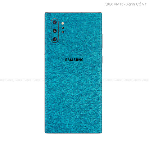 Miếng Dán Da Samsung Note 10 Series Vân Mil Xanh Cổ Vịt | VM13
