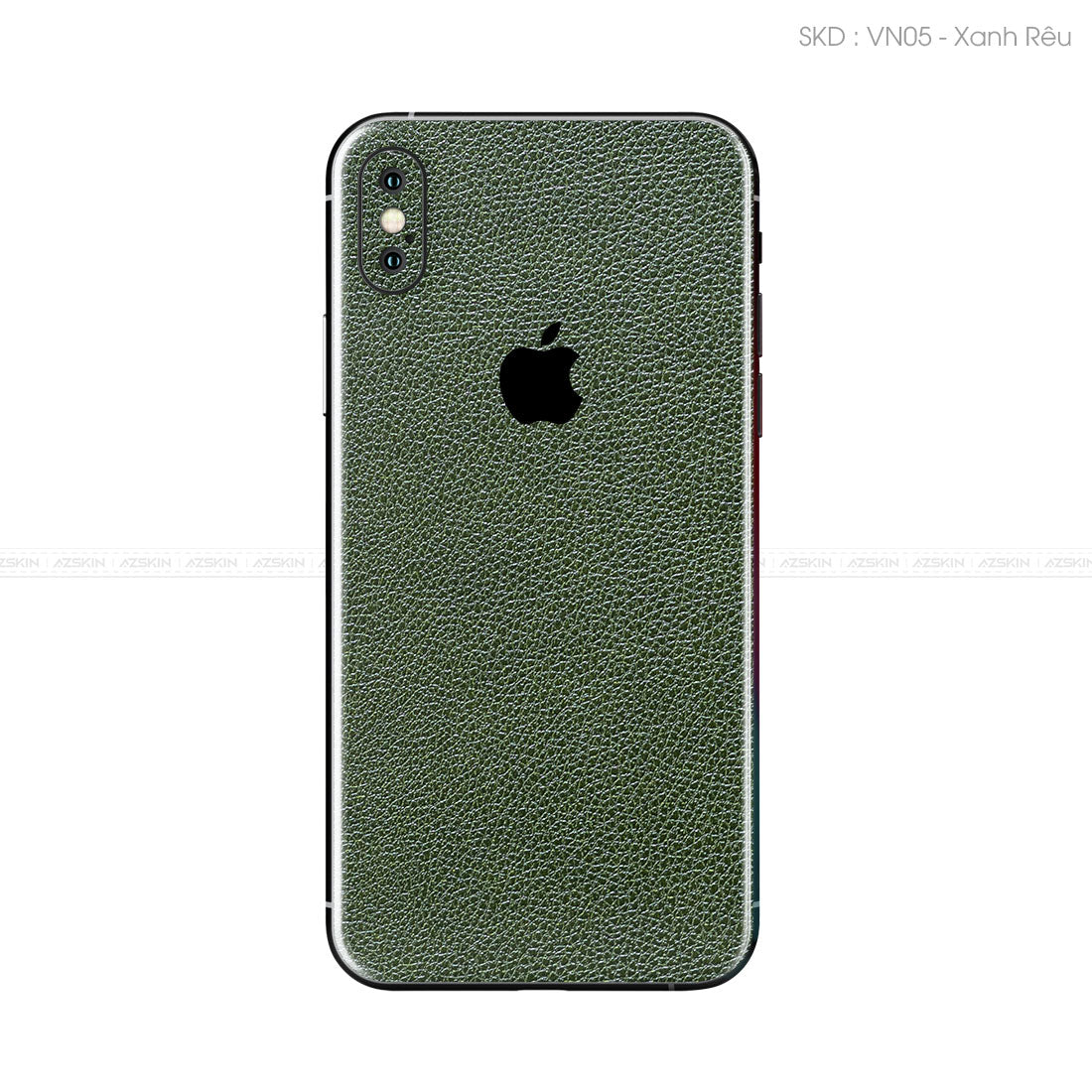 Miếng Dán Da IPhone X Series Vân Mil Xanh Rêu | VM05