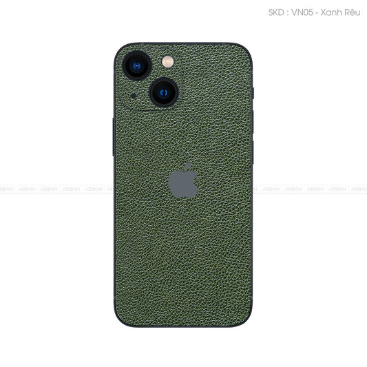 Miếng Dán Da IPhone 14 Series Vân Mil Xanh Rêu | VM05