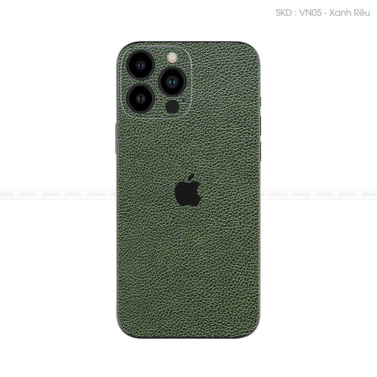 Miếng Dán Da IPhone 14 Series Vân Mil Xanh Rêu | VM05