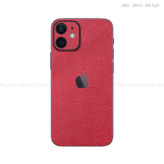 Miếng Dán Da IPhone 12 Series Vân Mil Đỏ | VM10