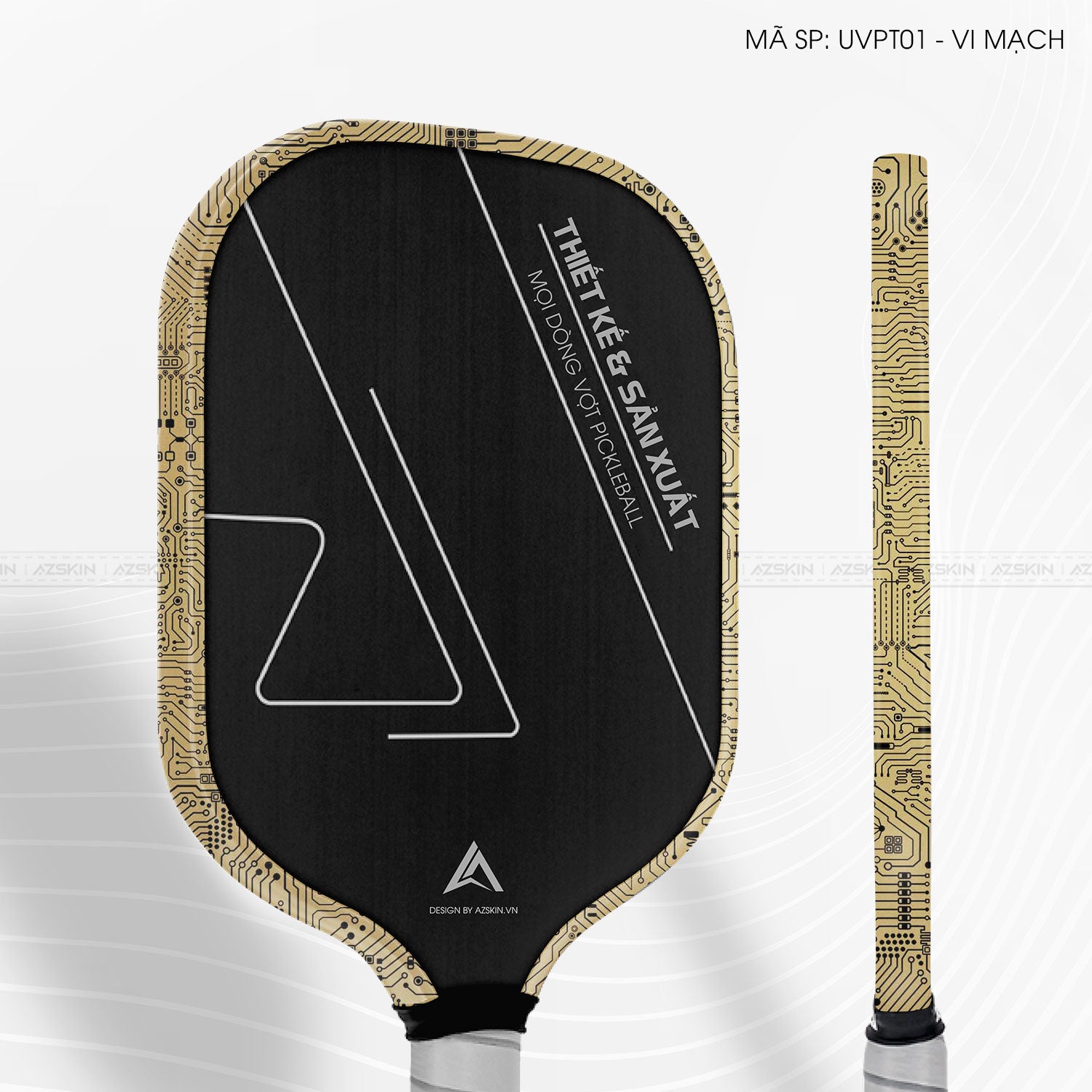 Miếng Dán Viền Vợt Pickleball Skin Vân Nổi Vi Mạch Vàng Đồng | UVPT01