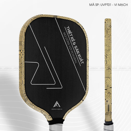 Miếng Dán Viền Vợt Pickleball Skin Vân Nổi Vi Mạch Vàng Đồng | UVPT01
